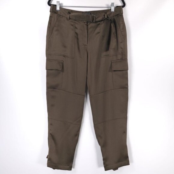 theory HANNON B/SPLENDOR Cargo Pants Tapered Satin F1009210 Size 8 - Picture 1 of 12